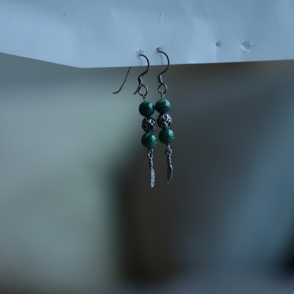 Malachite Gem Earrings - Picture 3 of 4
